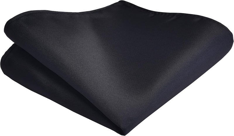 Branduce Mens Solid Color Double Fold Pre-tied Bow Tie and Pocket Square Set - Image 3